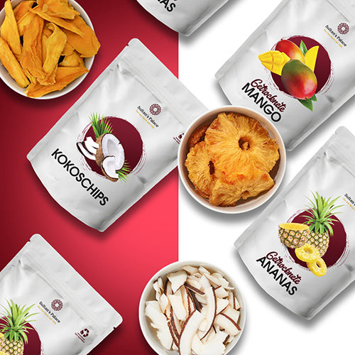 Probierpaket-Mango-Ananas-Kokoschips